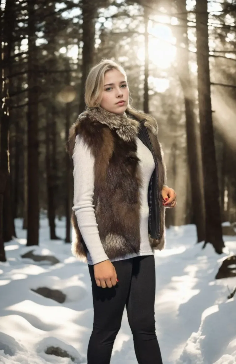 Kadın Kolsuz Fermuarlı Yelek - Kahve