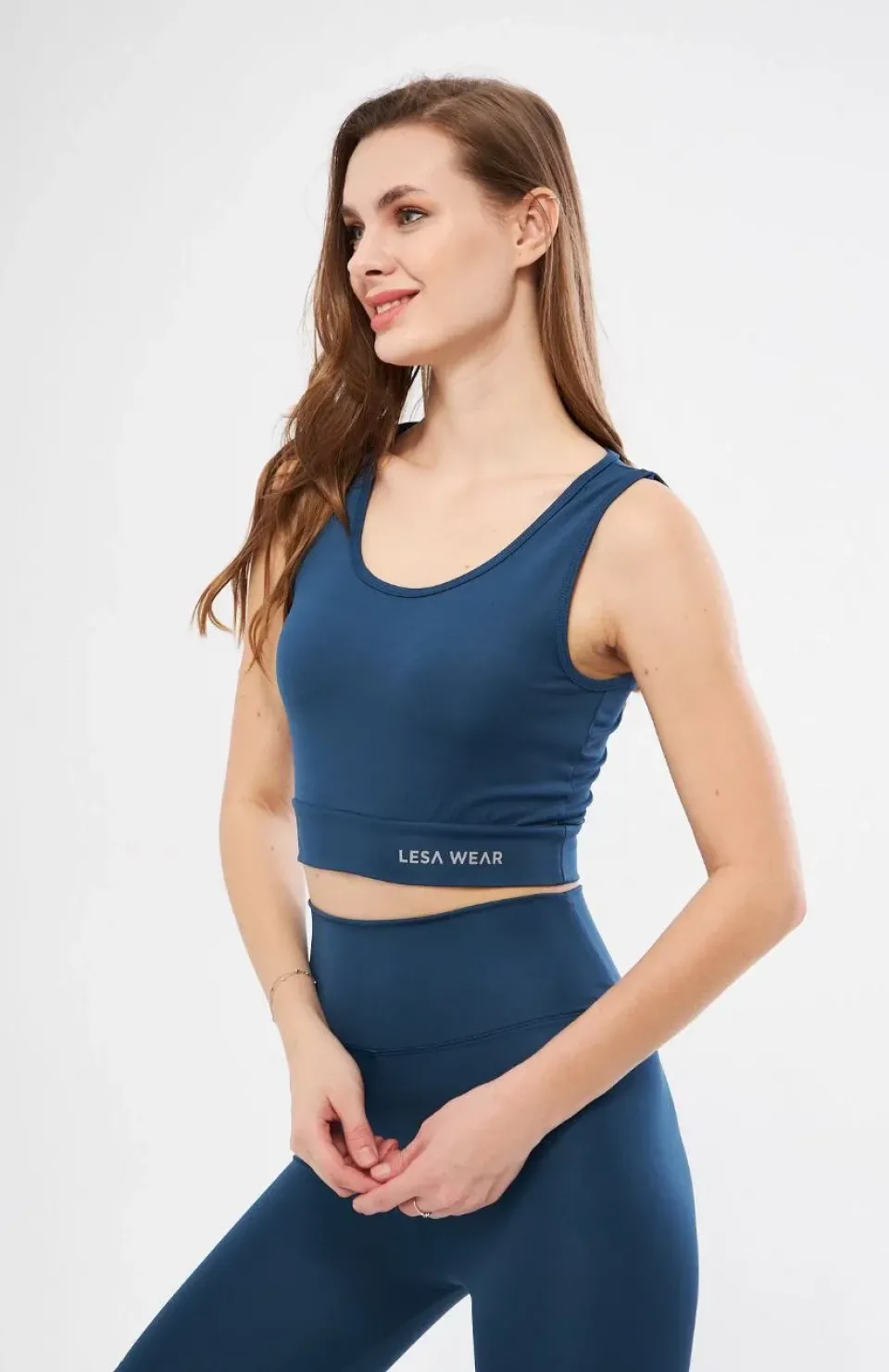 Kolsuz Sporcu Baskılı Crop - Turkuaz