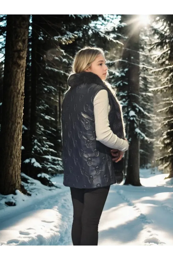 Kadın Kolsuz Fermuarlı Yelek - Lacivert