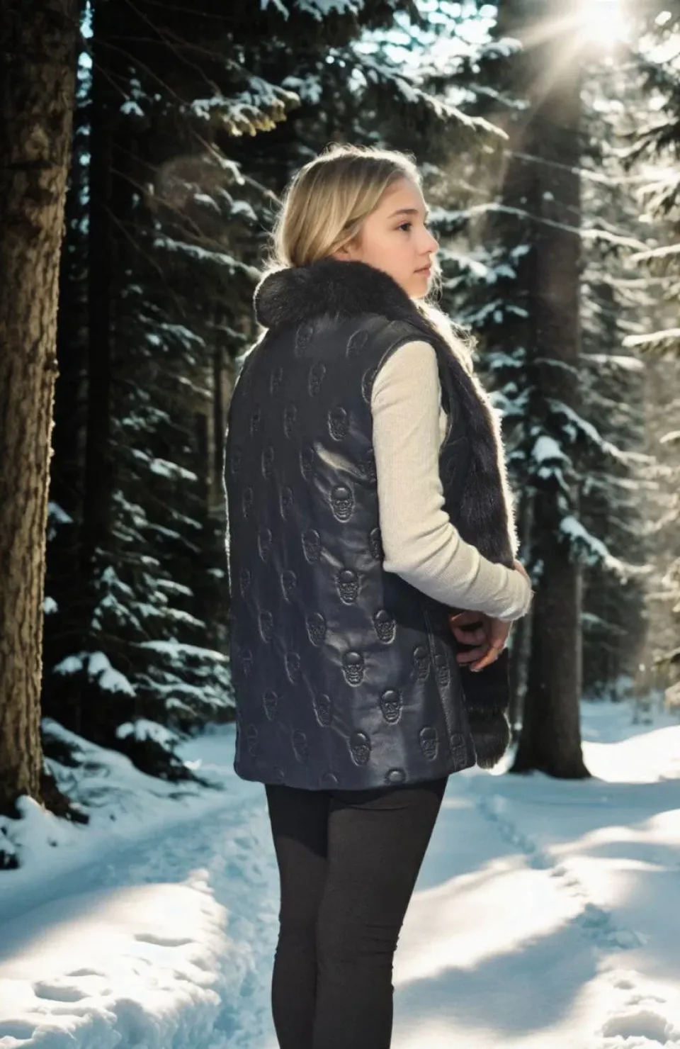 Kadın Kolsuz Fermuarlı Yelek - Lacivert