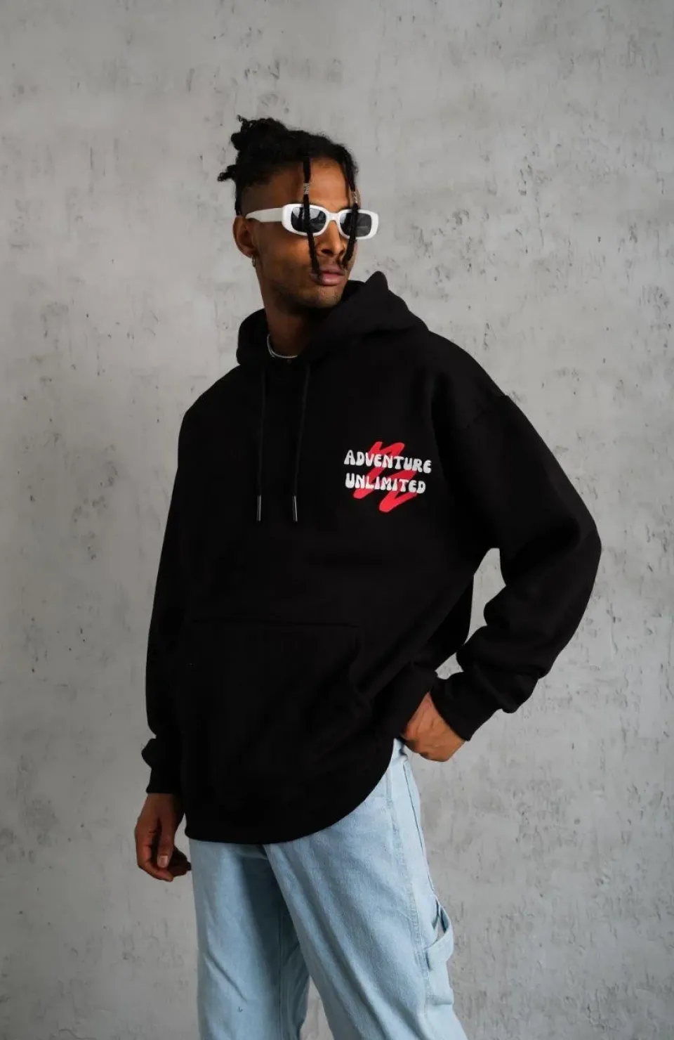 Erkek Şapkalı Güvercin Baskılı Kapşonlu Sweat - Siyah Somersan Giyim | Kadın, Erkek ve Çocuk Moda