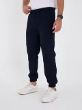 Unisex Kışlık Üç İplik Lastikli Eşofman Pantolon - Lacivert