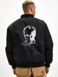 Erkek Unisex Bomber Mont – Siyah Renk, Atatürk Silüet Baskılı, Fermuarlı Cepli, Kapitone Astarlı, Bahar Kış Sezonu Günlük Ceket - Siyah