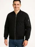 Erkek Bomber Mont Ceket – Fermuarlı, Kapitone İçi Astarlı, Su İtici Kumaş, Regular Fit, Uzun Kollu, Yandan Cepli, Bahar & Kış Rahat Günlük Stil - Siyah