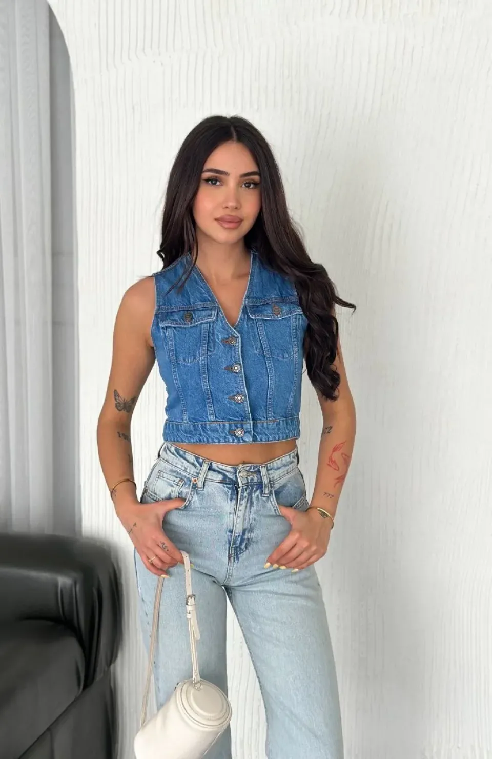 Kot Jeans Kadın Yelek - Mavi