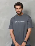 Unisex Bisiklet Yaka Baskılı Oversize T-Shirt - Füme Somersan Giyim | Kadın, Erkek ve Çocuk Moda
