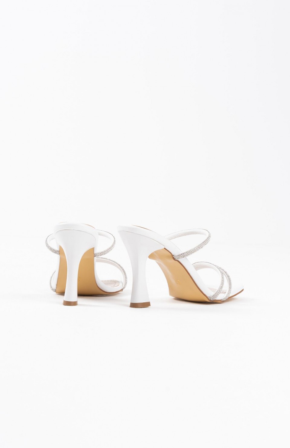 Beyaz Taşlı İnce Bantlı Kadın Topuklu Terlik TR20MY01B Somersan Giyim | Kadın, Erkek ve Çocuk Moda