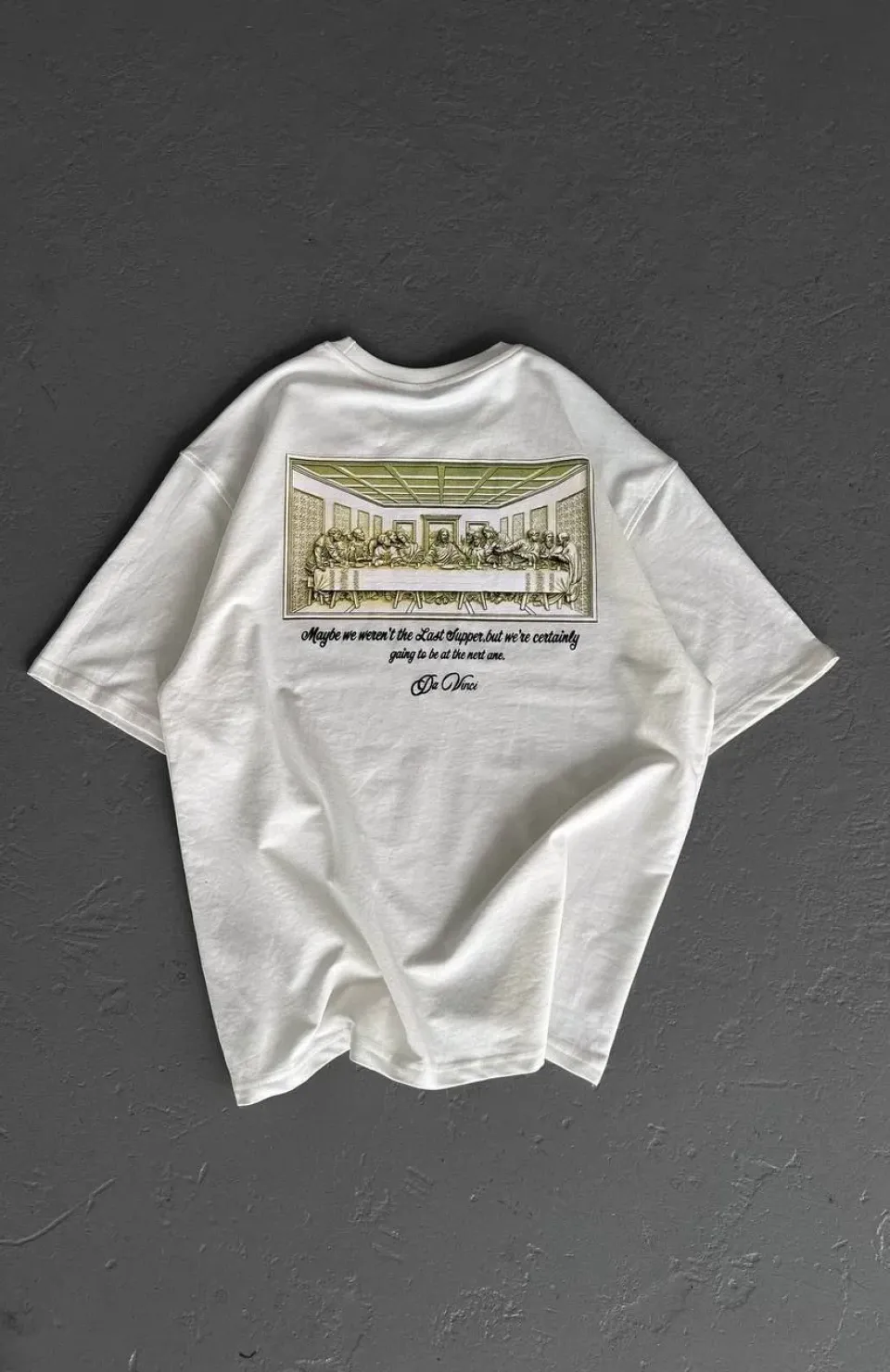 Unisex Baskılı Oversize T-Shirt - Beyaz