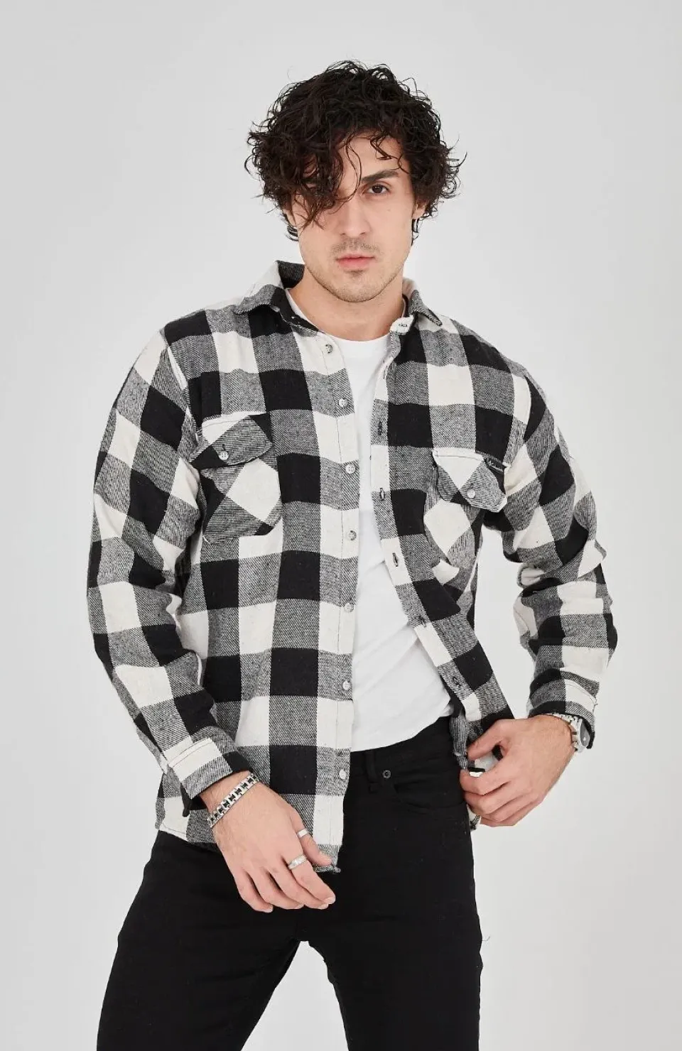 Erkek Oduncu Gömlek – Uzun Kollu, Şardonlu Kumaş, Kareli Desen, Regular Fit, Manşetli, Çift Cepli, Rahat Günlük Bahar & Kış Stil - Siyah Somersan Giyim | Kadın, Erkek ve Çocuk Moda