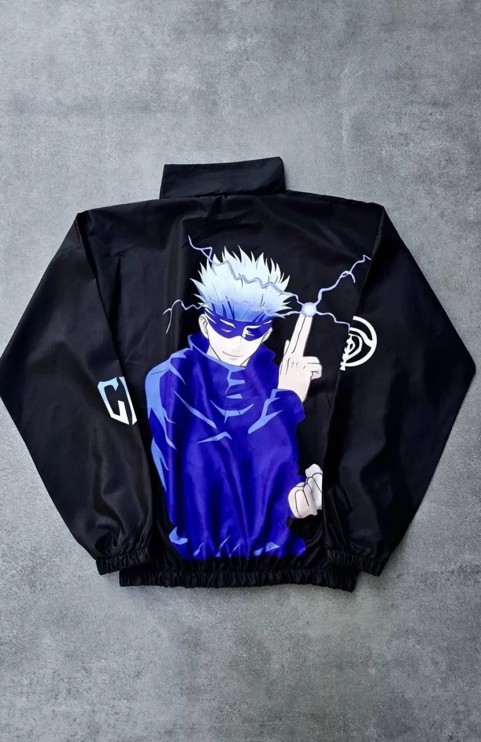 Fermuarlı Dijital Baskılı Rüzgarlık - Siyah