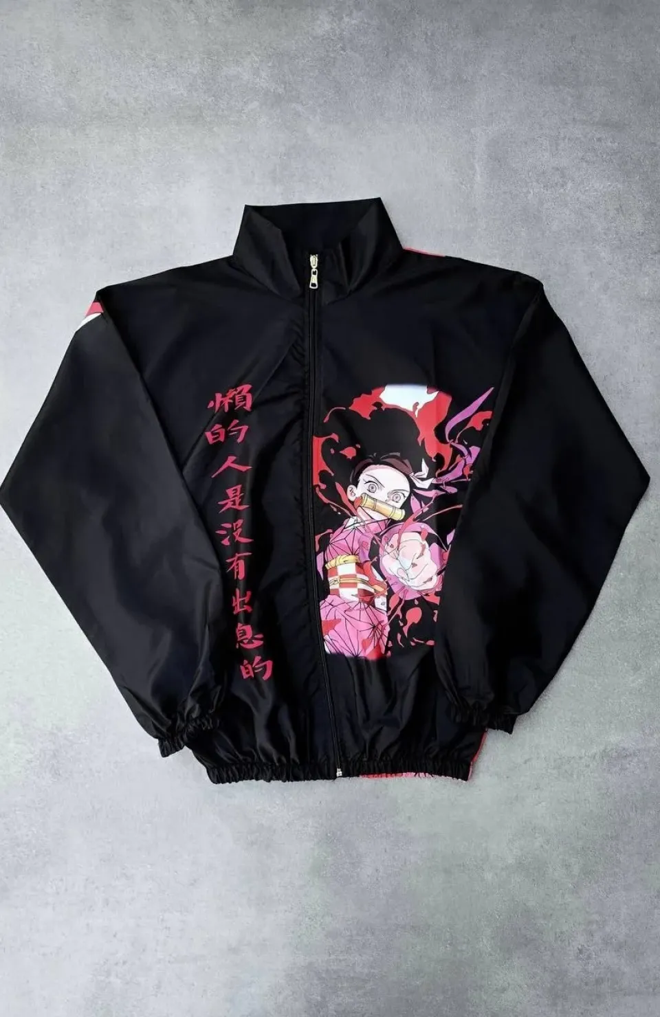 Fermuarlı Dijital Baskılı Rüzgarlık - Siyah