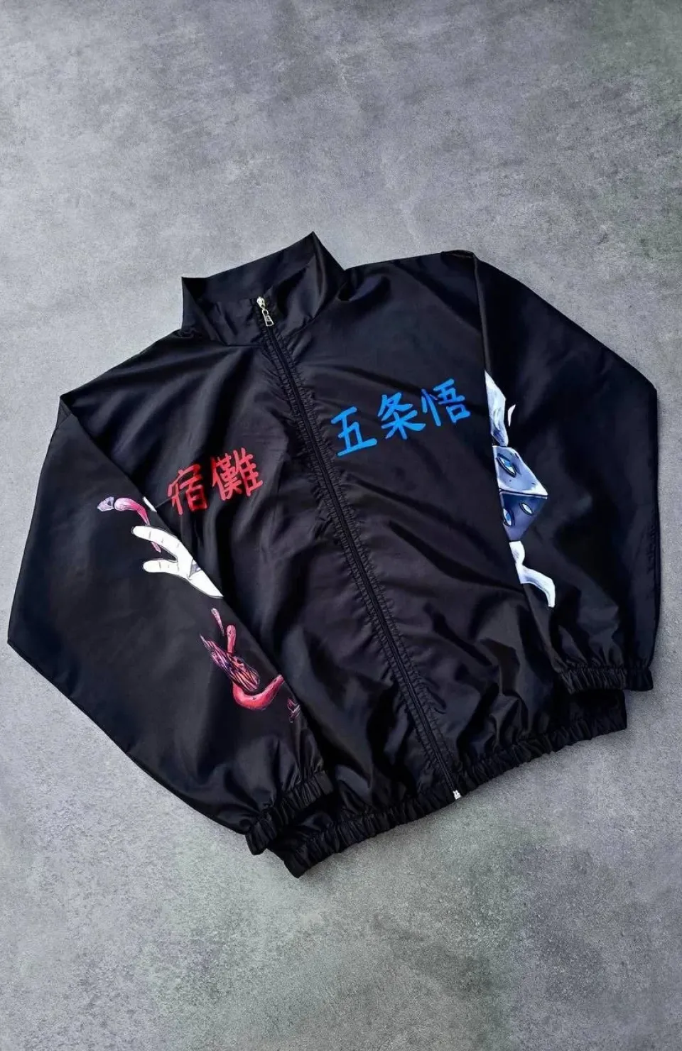 Fermuarlı Dijital Baskılı Rüzgarlık - Siyah