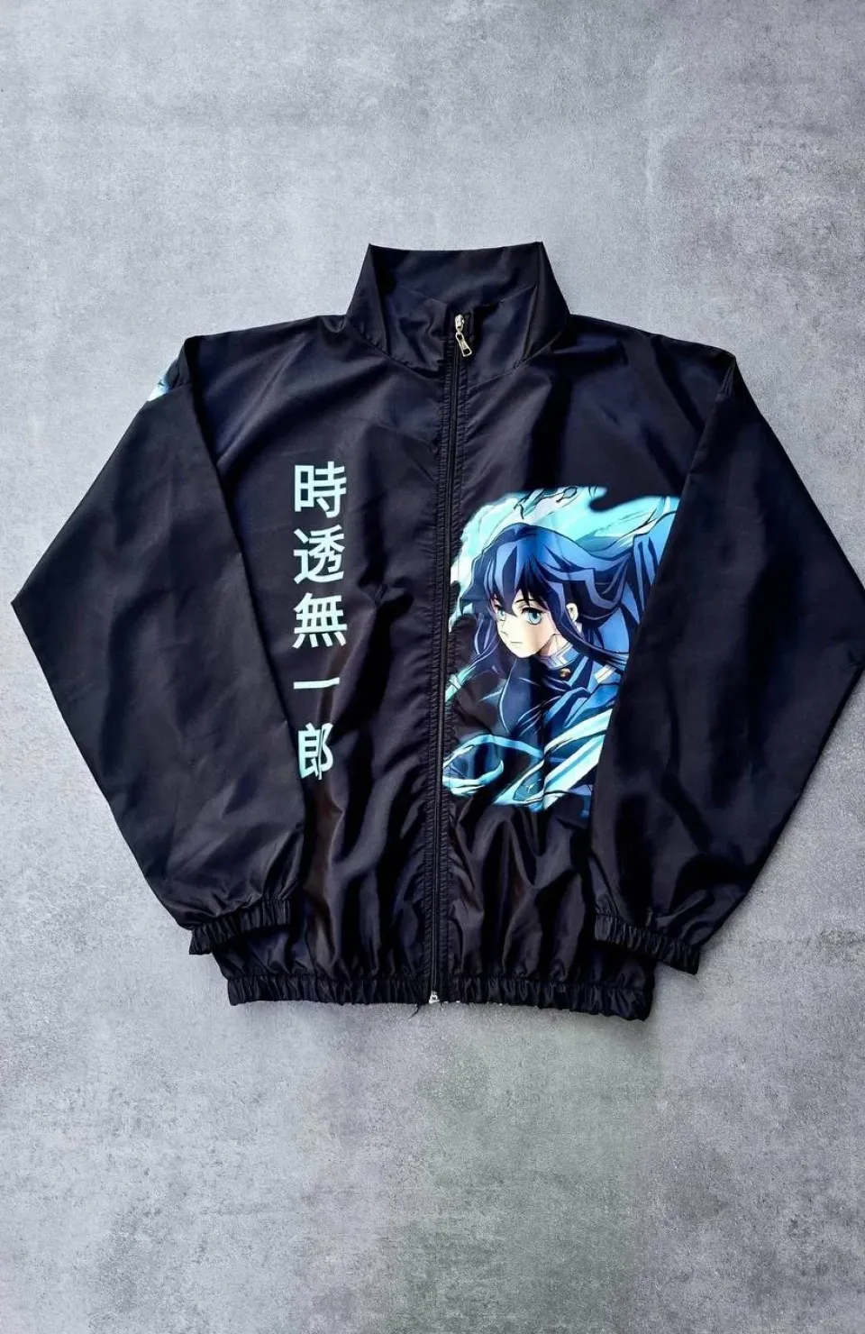 Fermuarlı Dijital Baskılı Rüzgarlık - Siyah