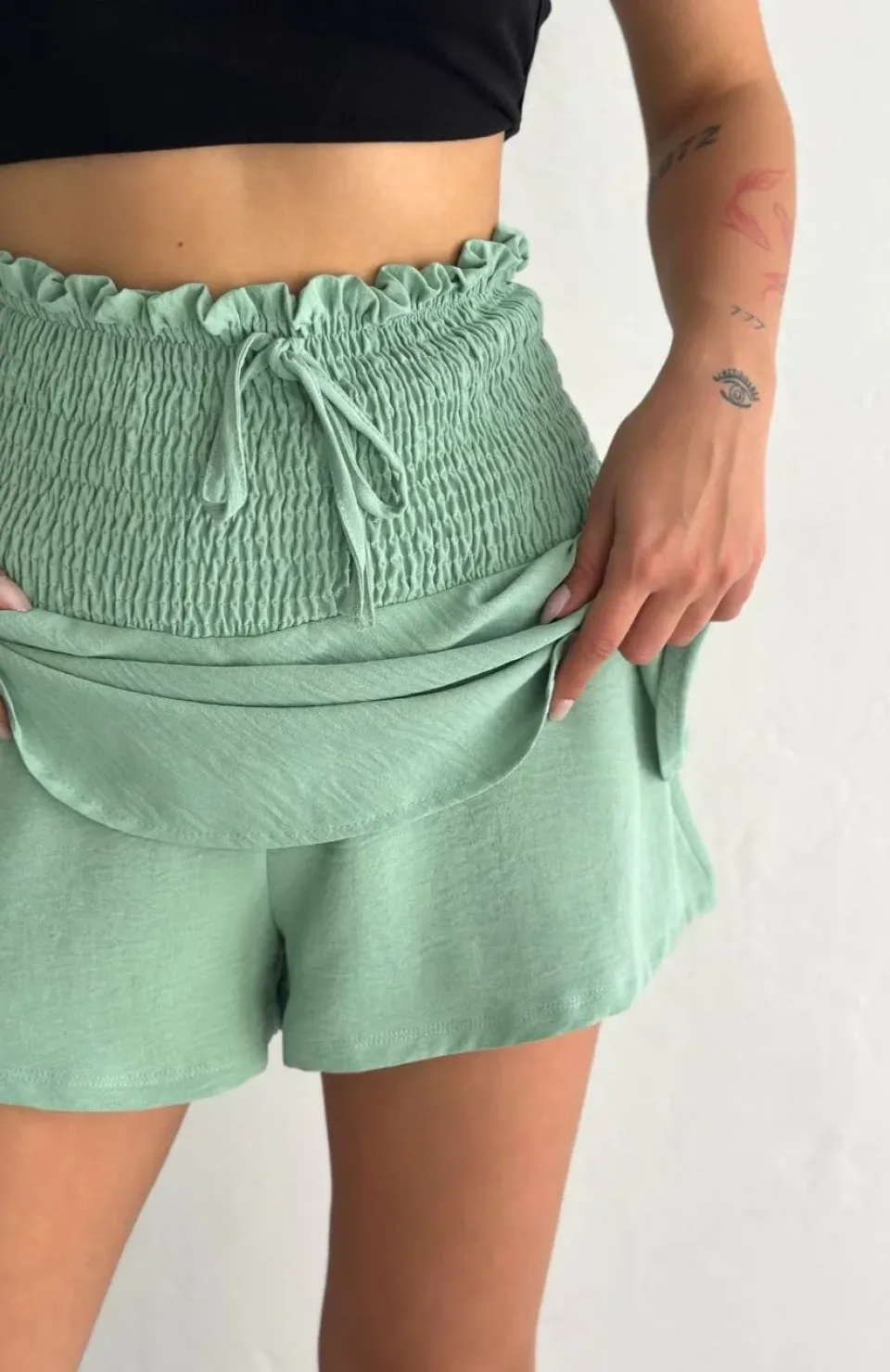 Ayrobin Şortlu Etek - Su Yeşili