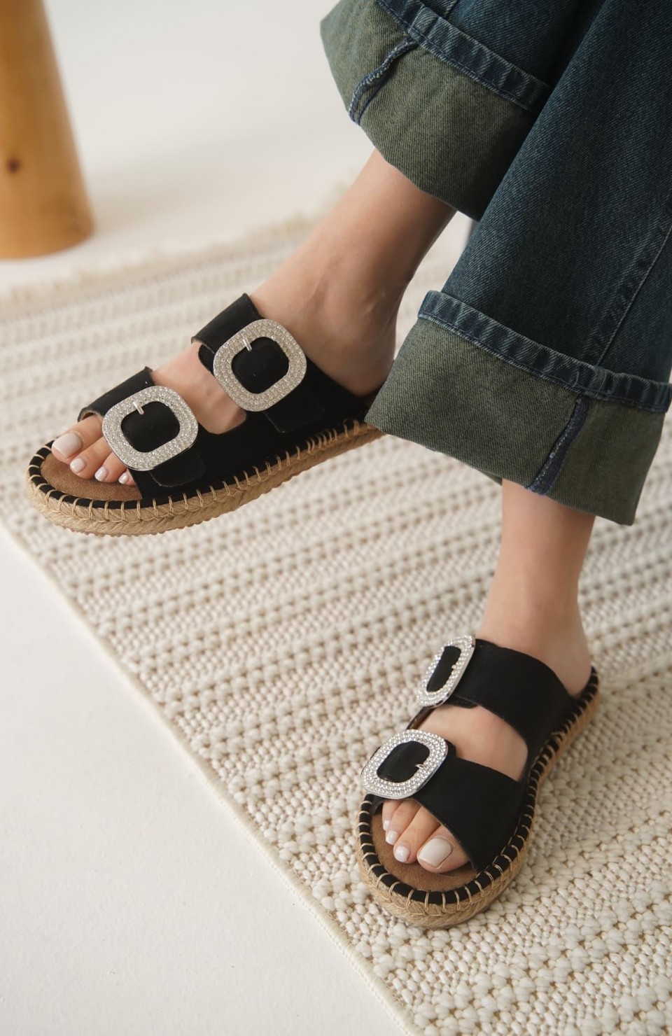 Süet Siyah Taşlı Kadın Terlik TR35MY05A Somersan Giyim | Kadın, Erkek ve Çocuk Moda