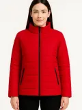 Kadın Bomber Mont Ceket – Su İtici Kumaş, Kapitone Astarlı, Fermuarlı, Kışlık - Kırmızı