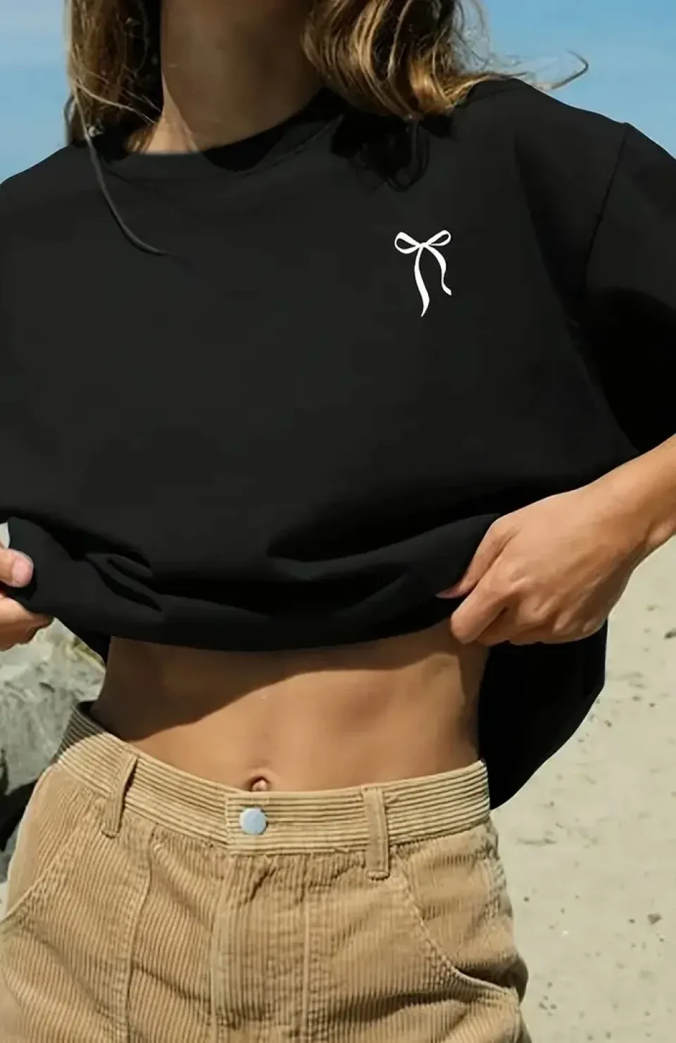 fiyonk Ön Arka baskılı siyah oversize unisex Kısa Kol t-shirt- Siyah