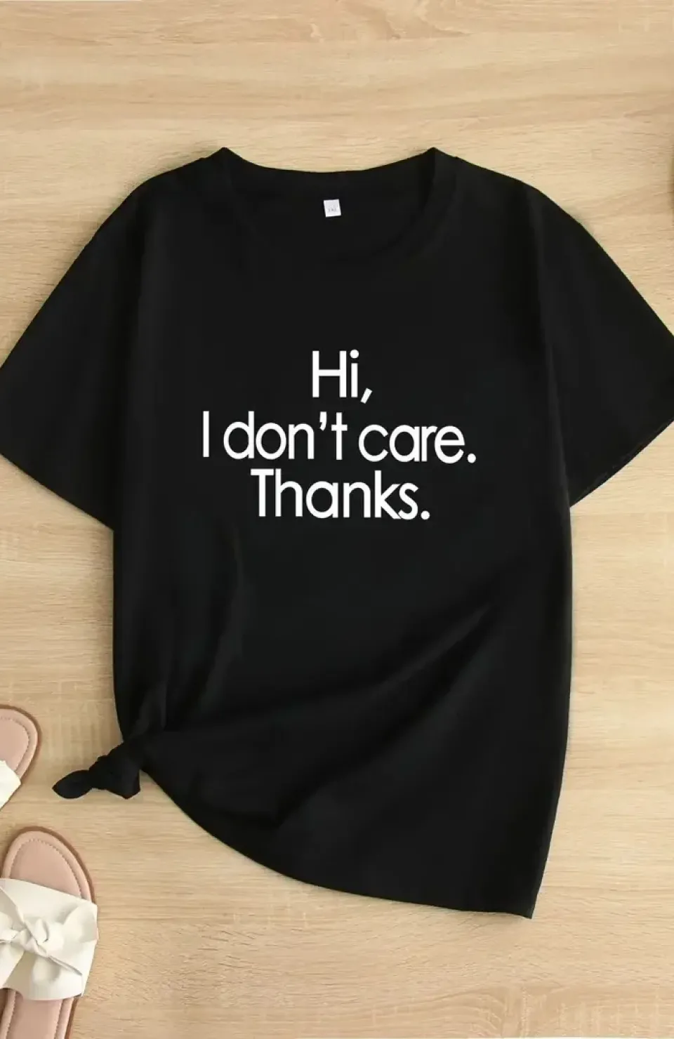 Hi, I don't care. Thanks. (Merhaba, önemli değil. Teşekkürler.) Baskılı Oversize Bisiklet Yaka T-shirt - Siyah