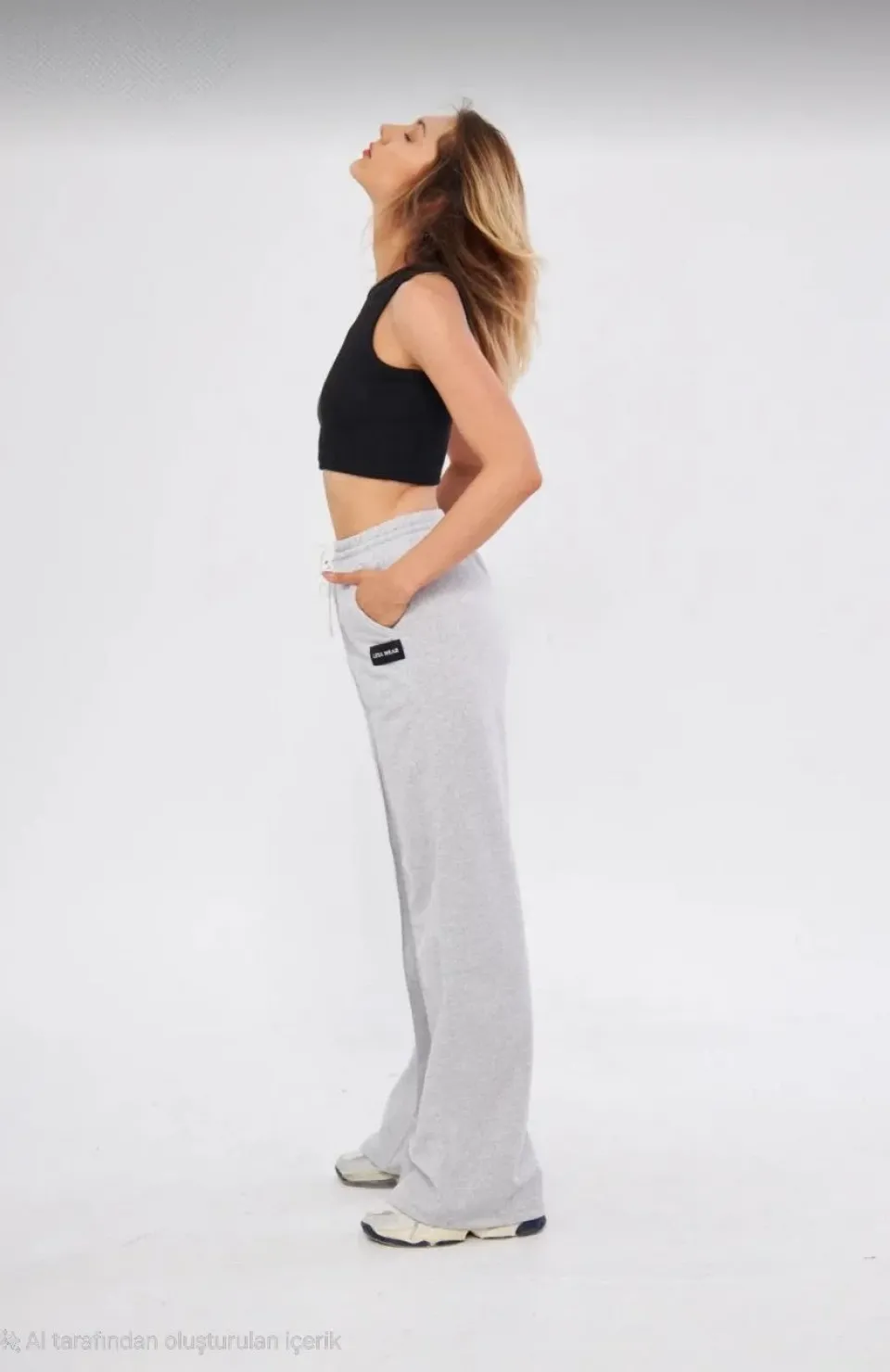 İki iplik Bol Paça Eşofman Pantalon - Gri