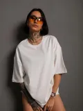 Kadın 24/1 Düz A Kalite Oversize T-shirt - Beyaz