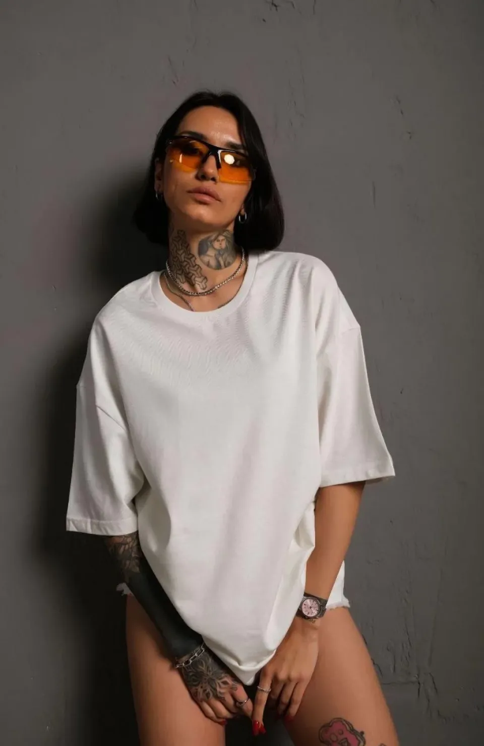 Kadın 24/1 Düz A Kalite Oversize T-shirt - Beyaz Somersan Giyim | Kadın, Erkek ve Çocuk Moda