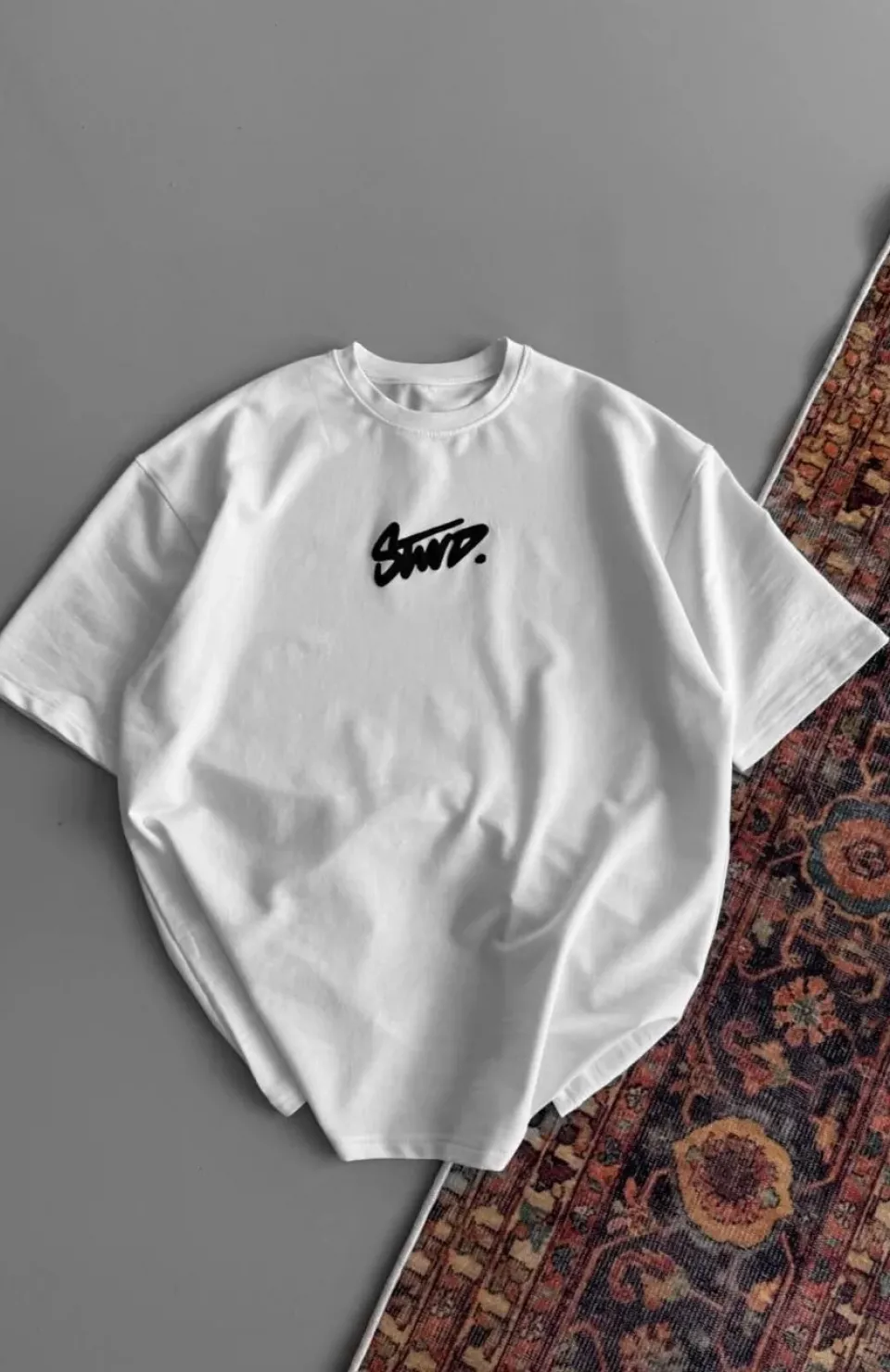 Kadın Baskılı Oversize T-shirt - Beyaz