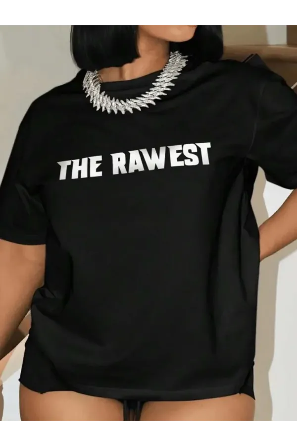 Kadın Baskılı Oversize T-shirt - Siyah