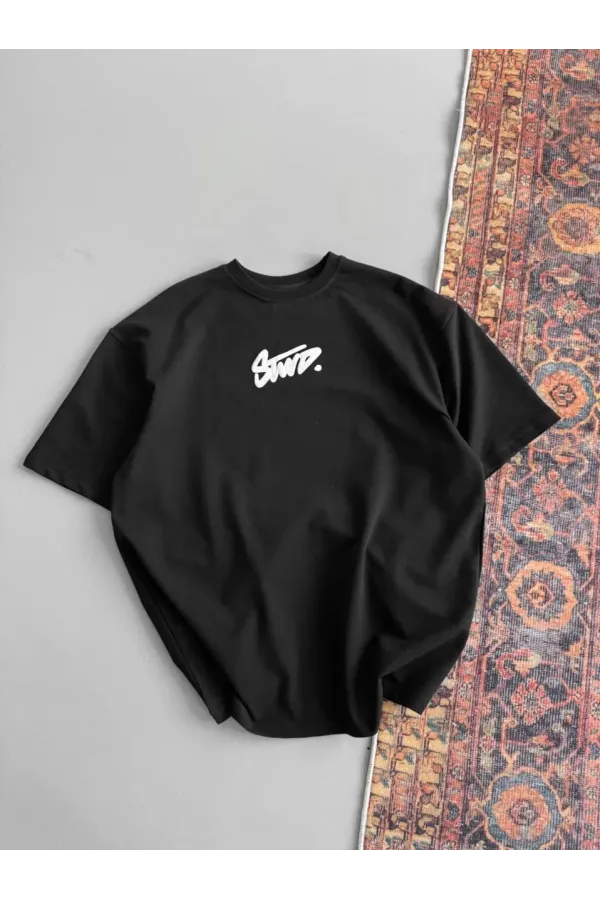 Kadın Baskılı Oversize T-shirt - Siyah