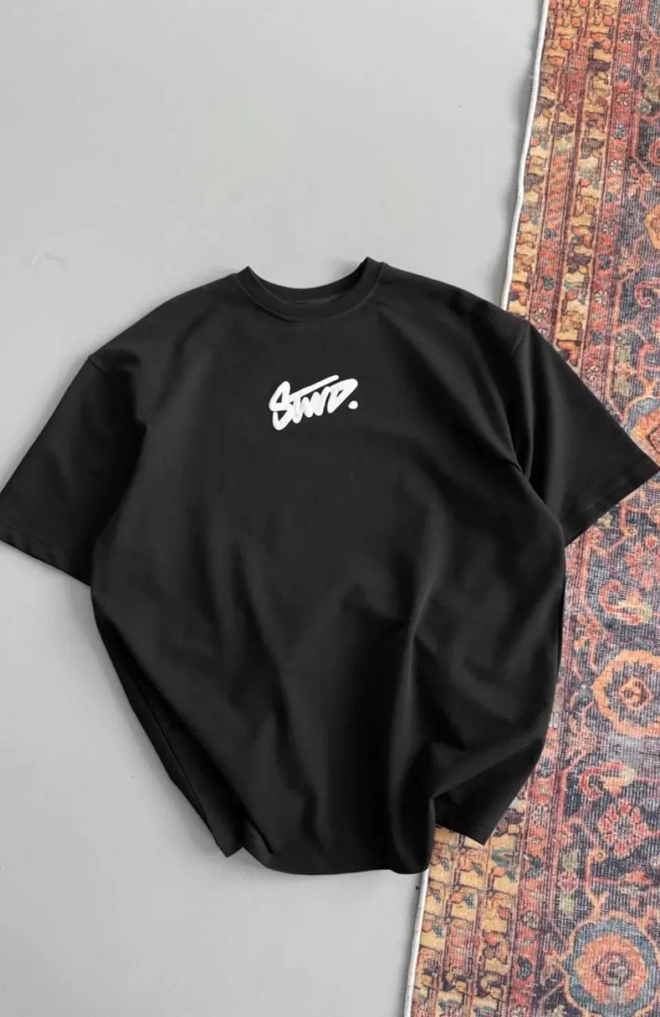 Kadın Baskılı Oversize T-shirt - Siyah