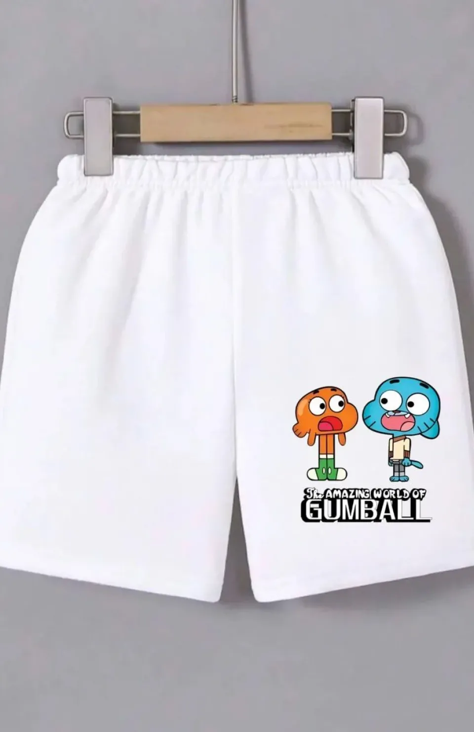 Kadın Beli Lastikli Baskılı Mini Şort - Beyaz