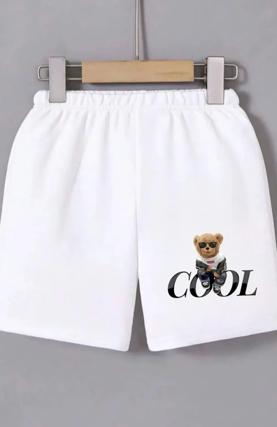 Kadın Beli Lastikli Baskılı Mini Şort - Beyaz