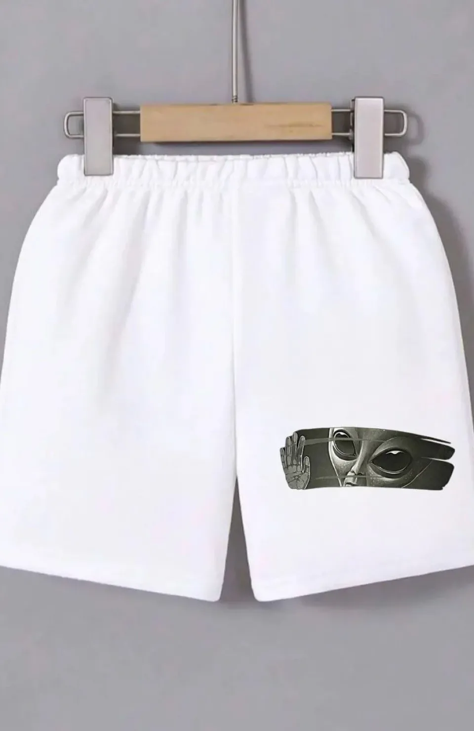 Kadın Beli Lastikli Baskılı Mini Şort - Beyaz Somersan Giyim | Kadın, Erkek ve Çocuk Moda