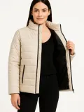 Kadın Bomber Mont Ceket – Su İtici Kumaş, Kapitone Astarlı, Fermuarlı, Kışlık - Bej