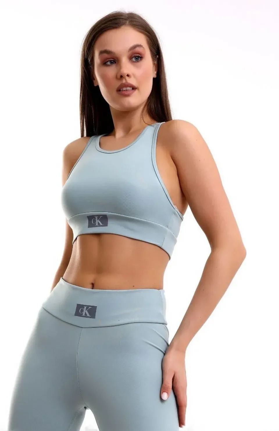 Kadın Crop Tayt İkili Spor Takımı - Gri