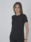 Kadın Gögüs Fileli Slim fit T-shirt - Siyah Somersan Giyim | Kadın, Erkek ve Çocuk Moda