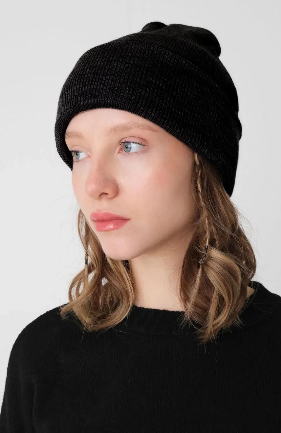 Kadın Katlamalı Basic Bere - Siyah Somersan Giyim | Kadın, Erkek ve Çocuk Moda