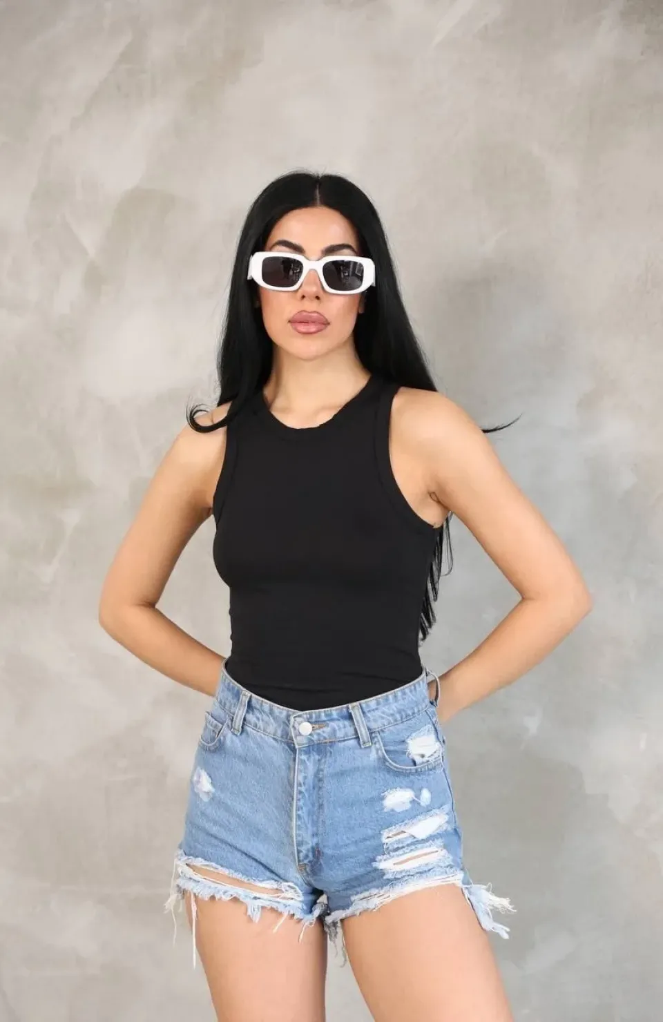 Kadın Kolsuz Badi bluz - Siyah