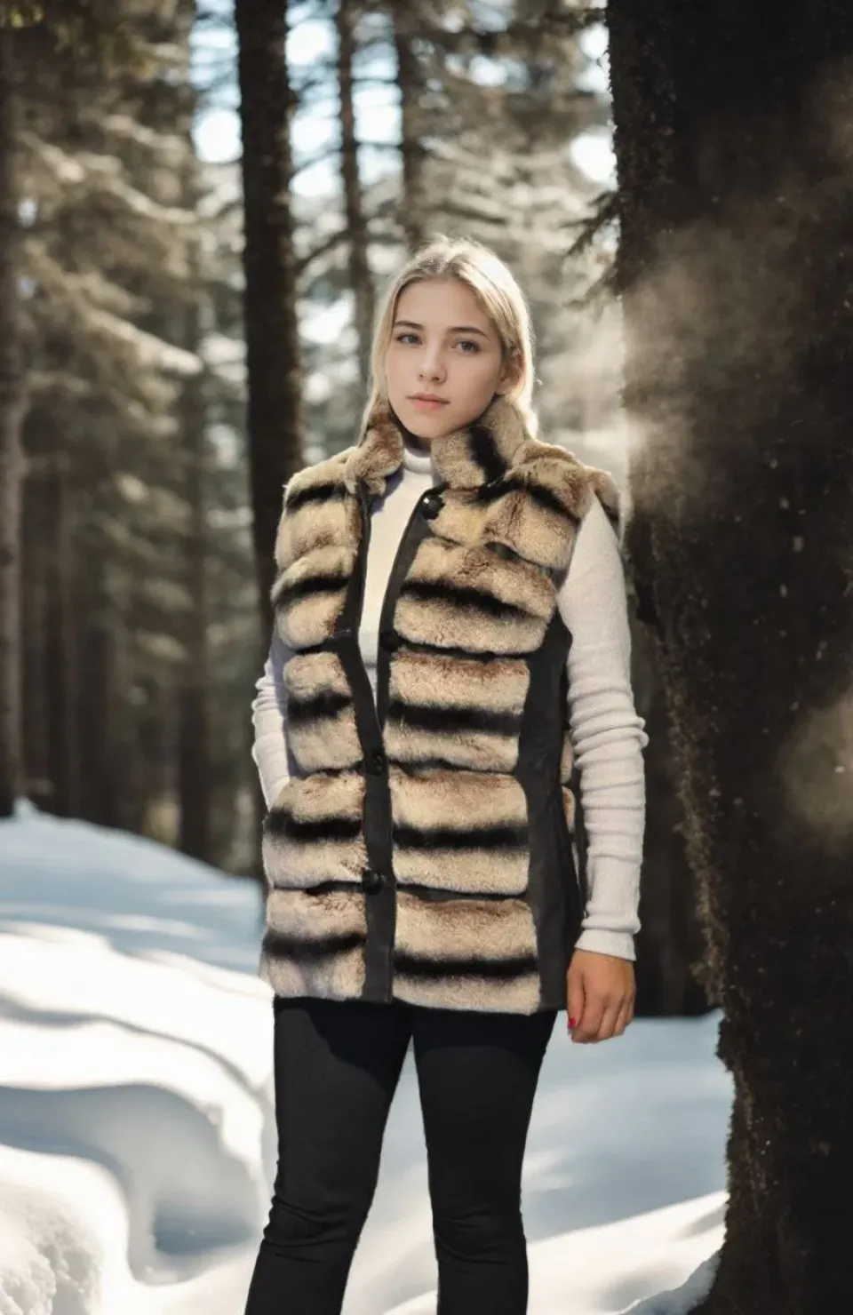 Kadın Kolsuz Hakiki Deri Kürk - Siyah Somersan Giyim | Kadın, Erkek ve Çocuk Moda