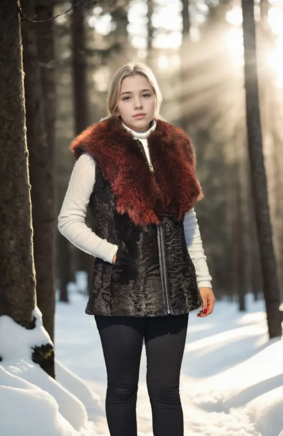 Kadın Kolsuz Hakiki Kürk - Siyah Somersan Giyim | Kadın, Erkek ve Çocuk Moda