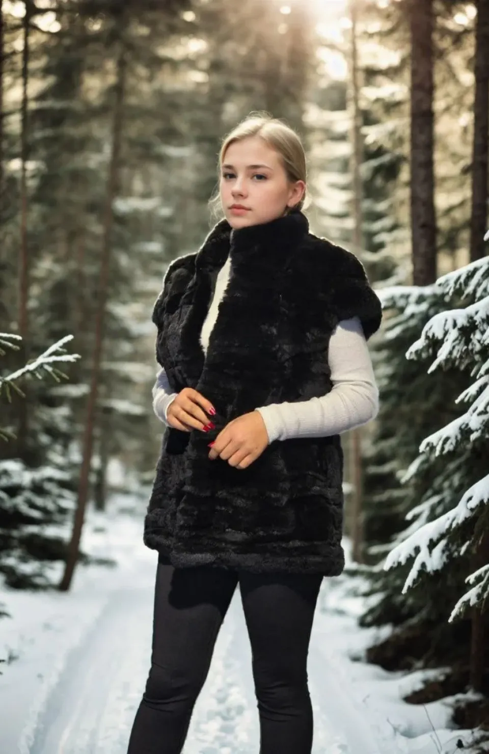 Kadın Kolsuz Hakiki Kürk - Siyah Somersan Giyim | Kadın, Erkek ve Çocuk Moda