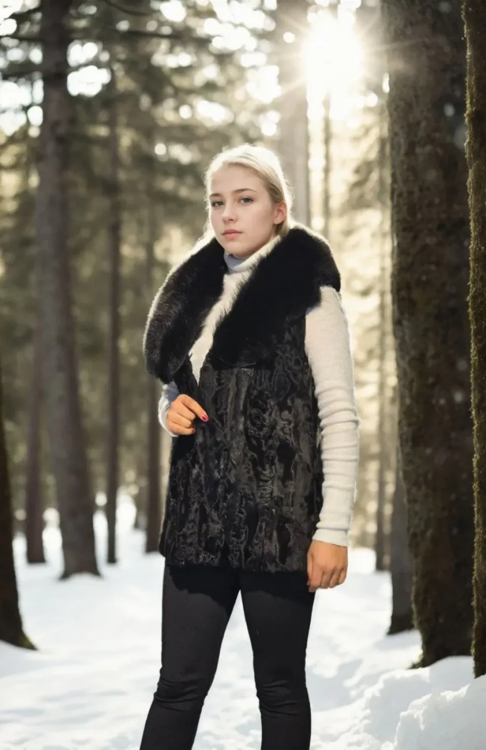 Kadın Kolsuz Hakiki Kürk - Siyah Somersan Giyim | Kadın, Erkek ve Çocuk Moda