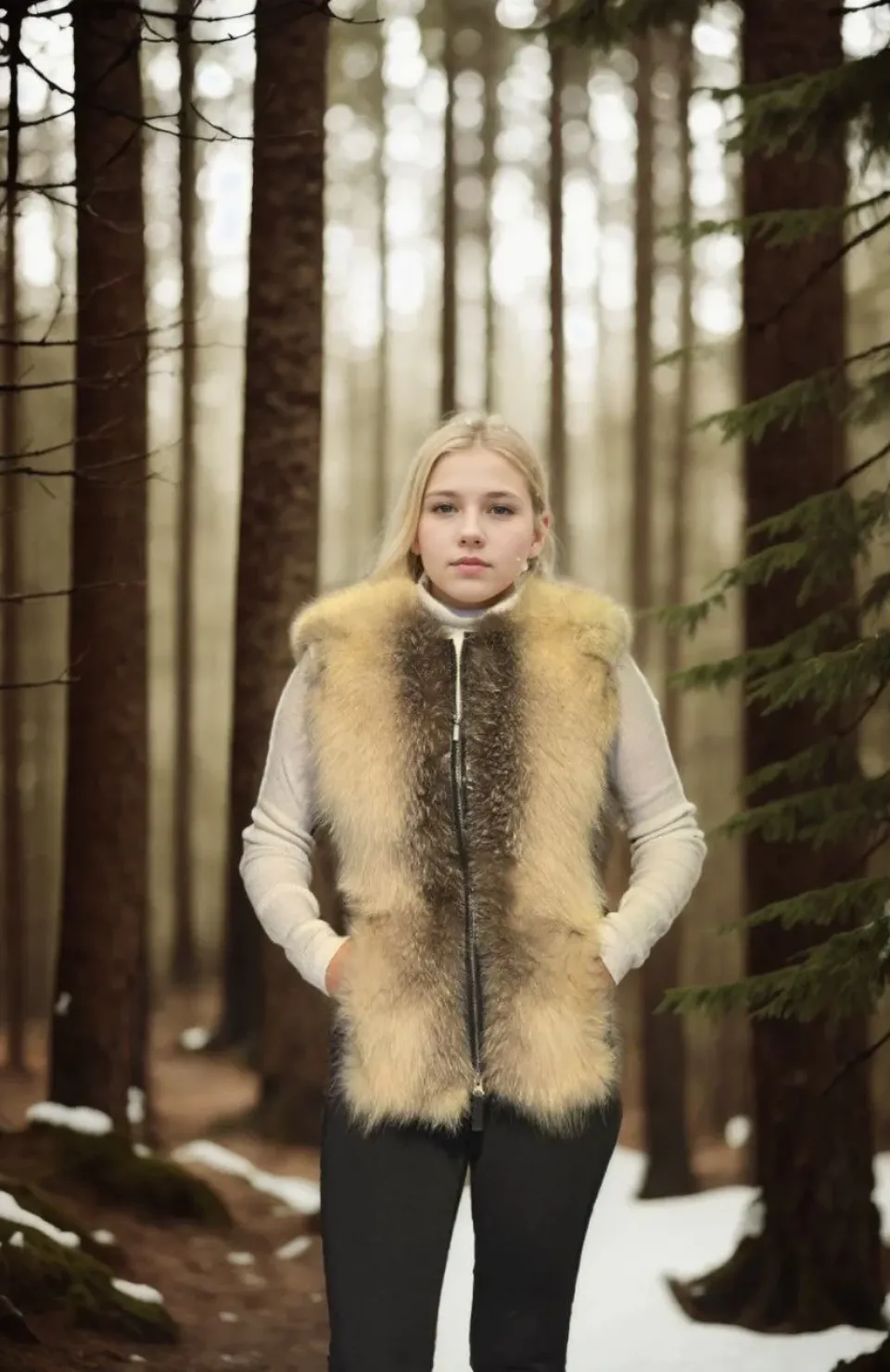 Kadın Kolsuz Hakiki Yelek - Fuşya