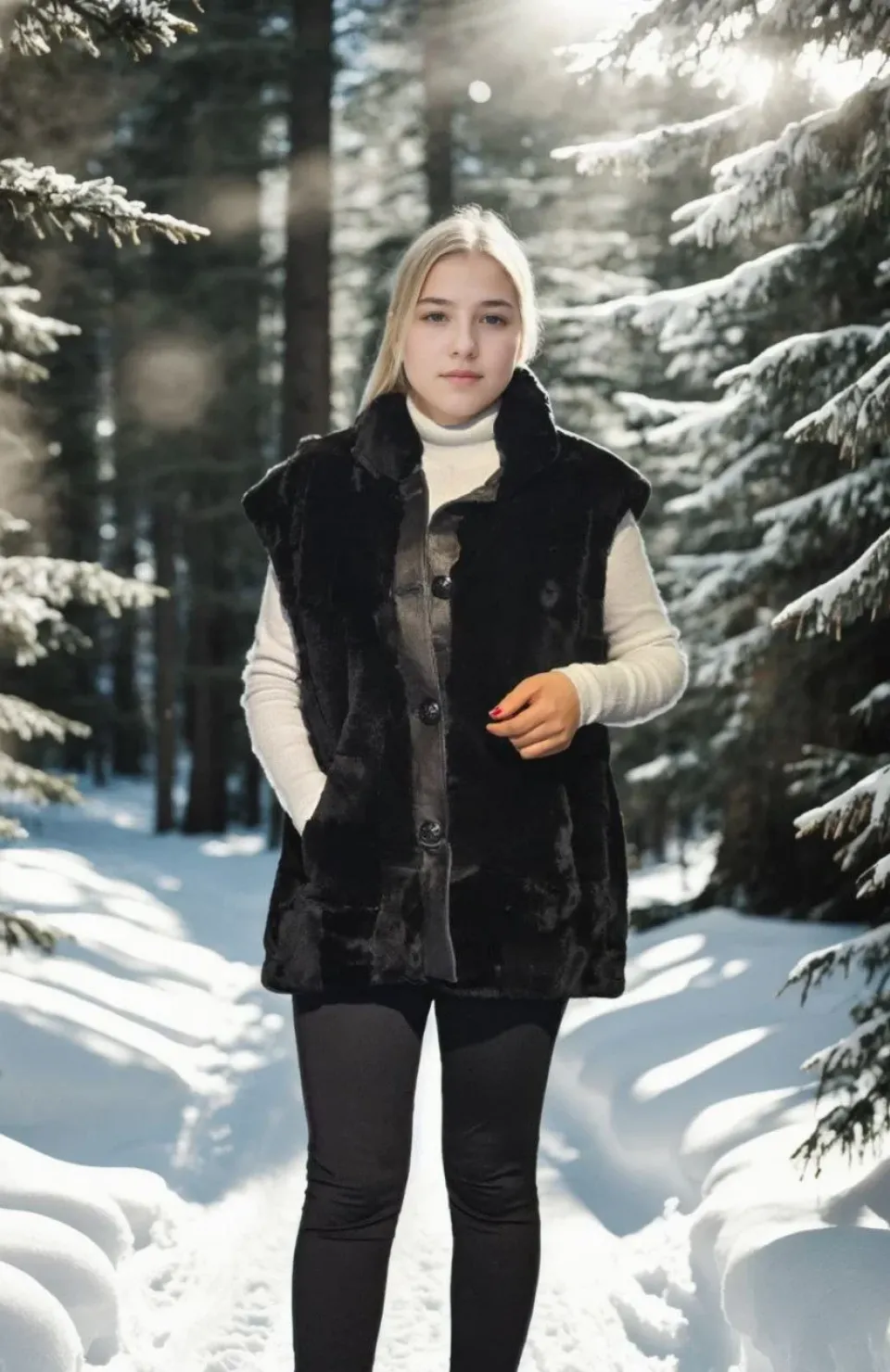 Kadın Kolsuz Hakiki Yelek - Siyah Somersan Giyim | Kadın, Erkek ve Çocuk Moda