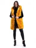 Kadın Reks Kapüşonlu Yelek - Sarı