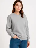 Kadın Üç İplik Düz Bisiklet Yaka SweatShirt - Gri