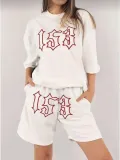 Kadın Unisex Nakış İşlemeli Şort Takım - Beyaz Somersan Giyim | Kadın, Erkek ve Çocuk Moda