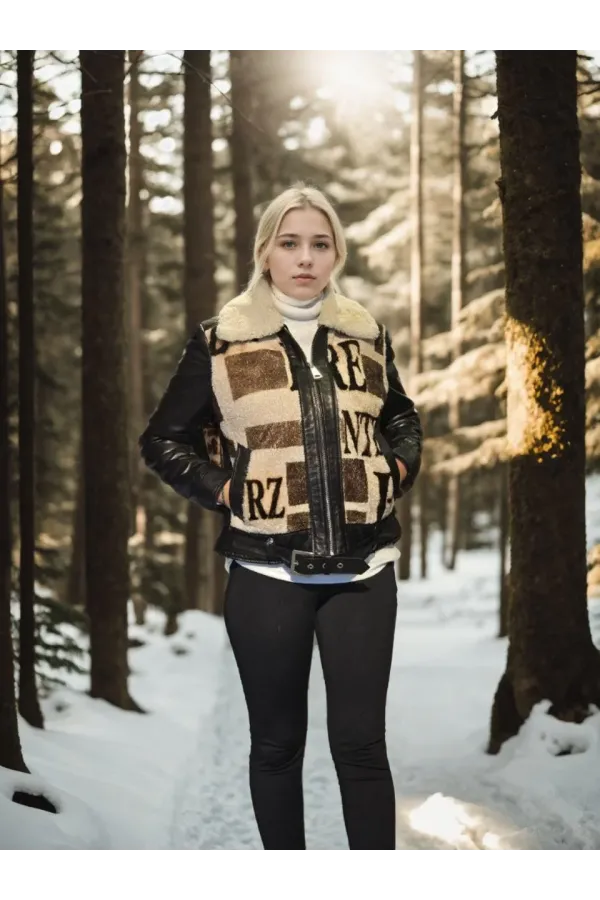 Kadın Uzun Kollu Hakiki Deri Kürk - Siyah