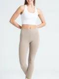 Kadın Yüksek Bel Fitilli Tayt - Bej