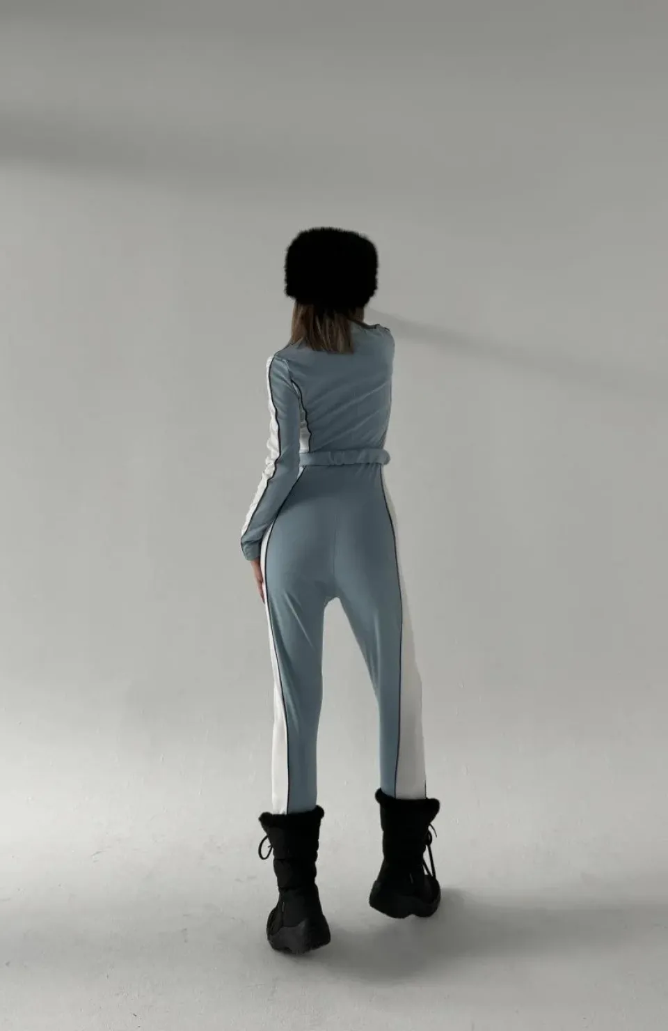 Kemer Detaylı Fermuarlı Tulum - Bebe Mavisi