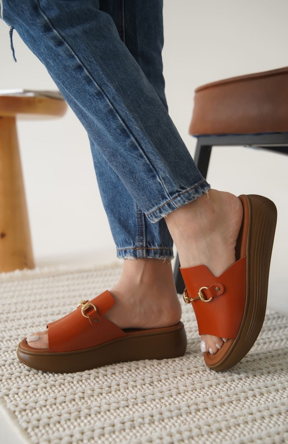 Kiremit Hakiki Deri Terlik TR31MY62F Somersan Giyim | Kadın, Erkek ve Çocuk Moda